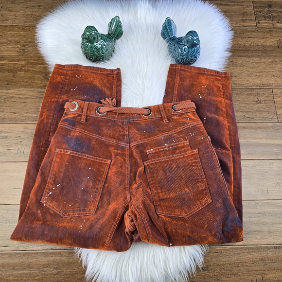 We The Free 🦄 Flocked Moxie Low Slung Barrel Jeans Orange 26 🦄 - Picture 14 of 14